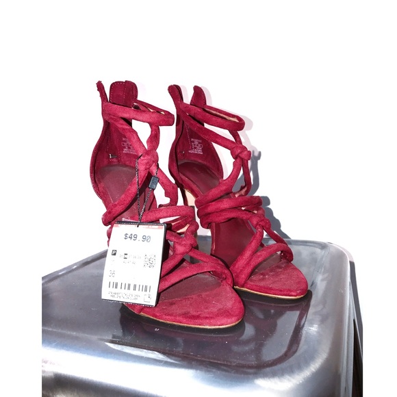 Zara Basics Red knotted high heel sandals - Picture 4 of 5